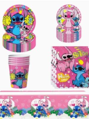 Stitch Themed Pink Party Tableware Set 51 piece