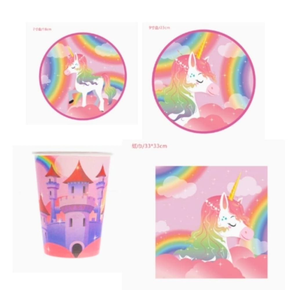 Unicorn Rainbow Party Tableware Set – Serves 10 Guests 1 Unicorn Themed Party Tableware Set