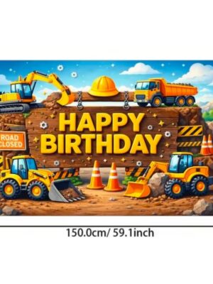 Pretty Party Shop 9 Construction Happy Birthday Backdrop