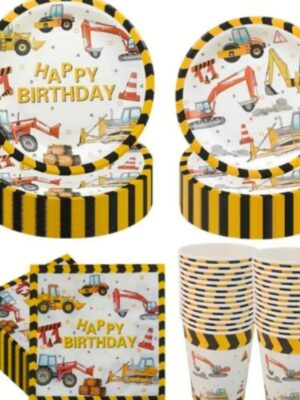 Pretty Party Shop 4 Construction Happy Birthday Tableware Set