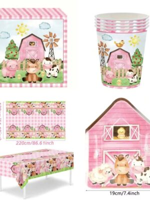 Farm Animal Tableware Set Pink