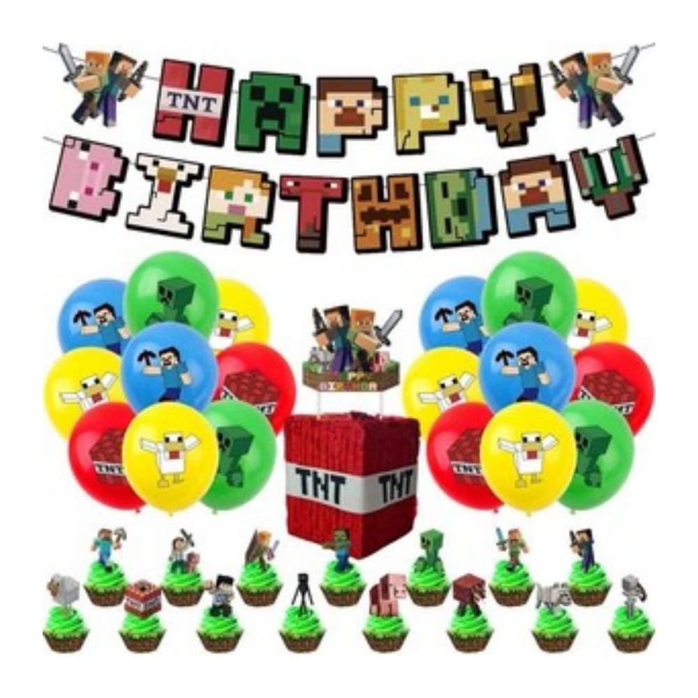 Pixel Miner Party Decoration Set 1 Minecraft Inspired Party Decoration Set