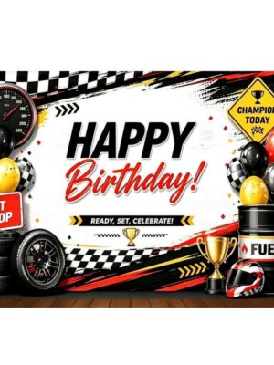 Pretty Party Shop 9 Race Car Happy Birthday Backdrop Pitstop Design