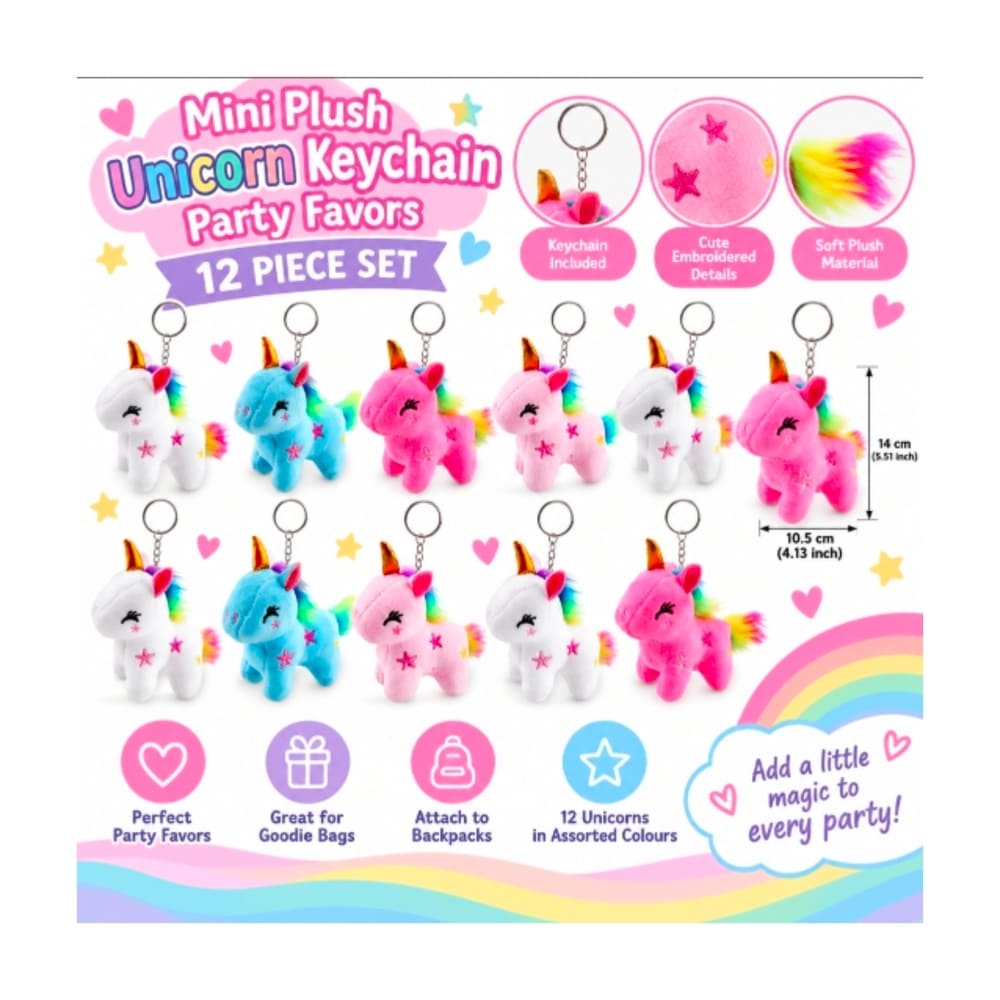 Unicorn Mini Plush Keychain Party Favors-12 Piece 1 Unicorn Party Favors Plust Toys