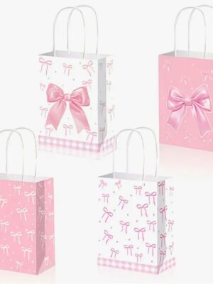 Pretty Party Shop 3 Bow Themed Party Favor Bags With Handle