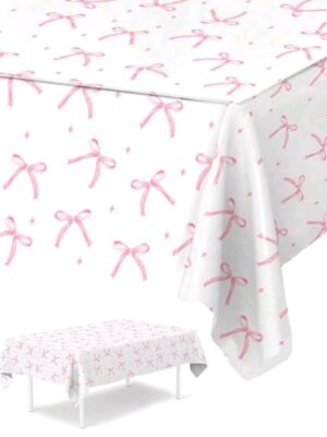 Pretty Party Shop 4 Pink Bow Plastic Table Cloth