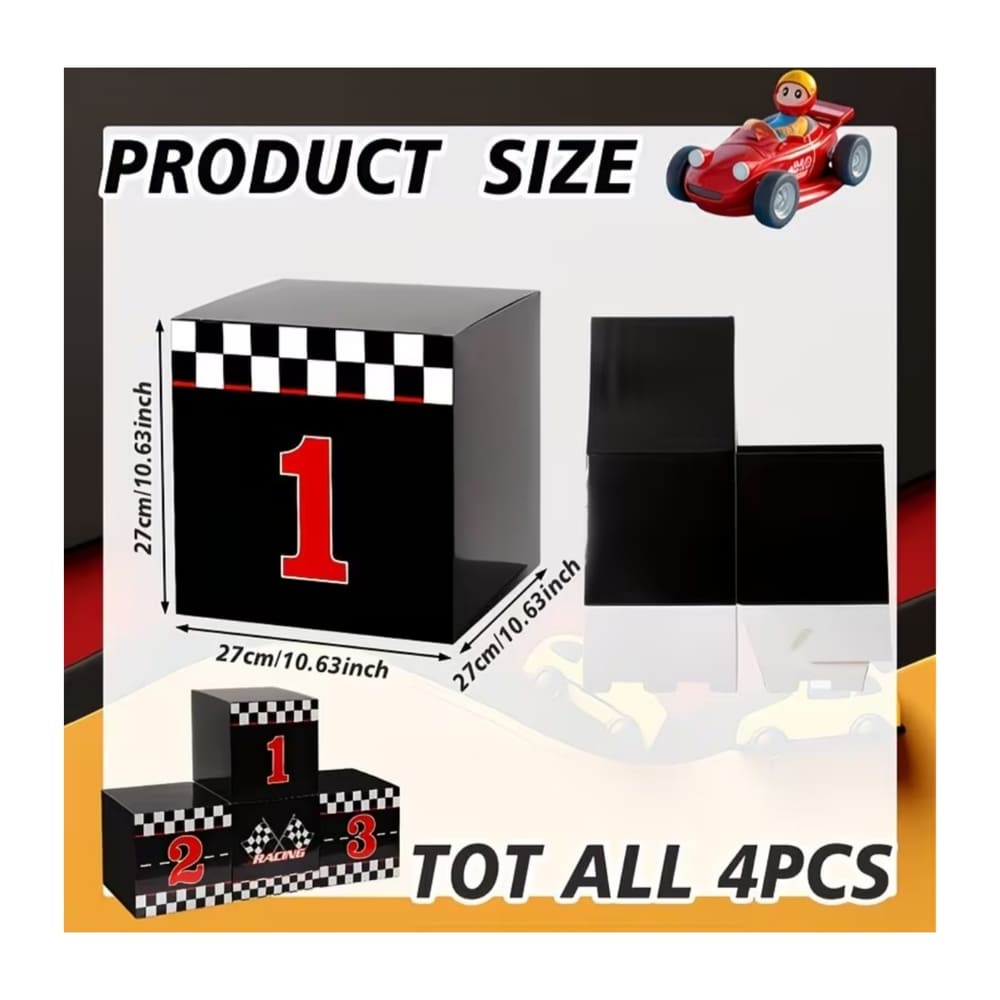 Race Car Party Podium Decoration Boxes-4 Piece Set 3 Race Car Themed Party Decoration Boxes Dimensions