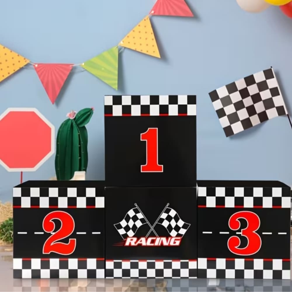 Race Car Party Podium Decoration Boxes-4 Piece Set 1 Race Car Themed Party Decoration Boxes