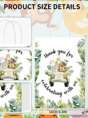 Safari Wild Animal Party Favour Bags With Handle thank you design
