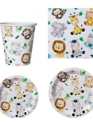 Pretty Party Shop 4 Safari Wild Animal Tableware Set