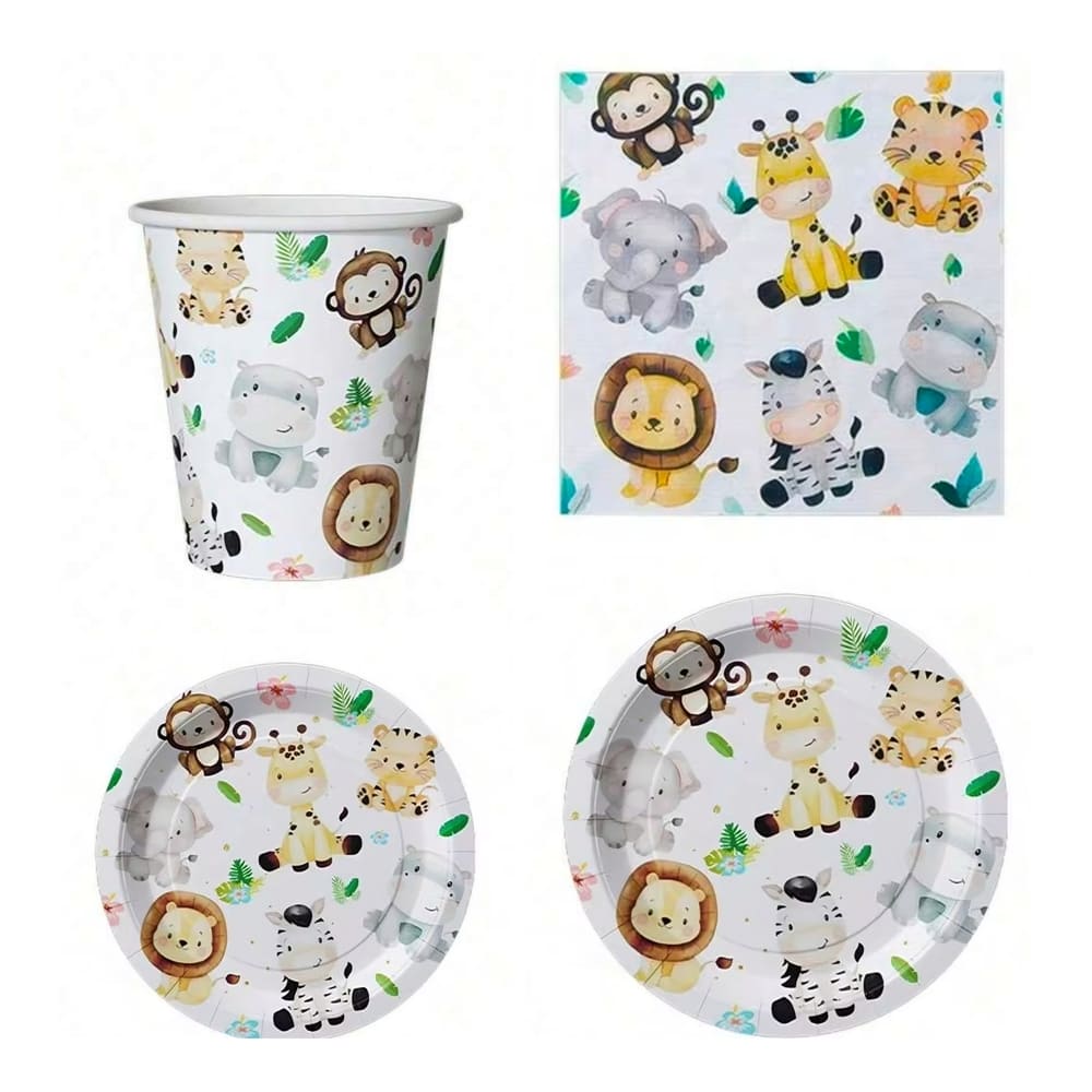 Safari Wild Animal Party Tableware Set-40 Piece Set-Serves 10 Guests 1 Safari Wild Animal Tableware Set