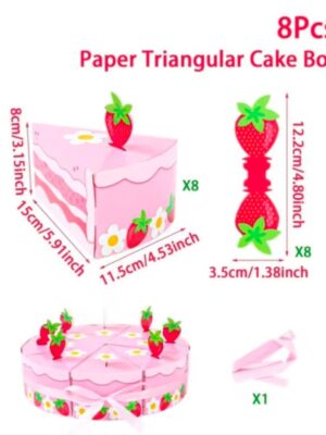 Pretty Party Shop 3 Strawberry Party Triangular Cake Box