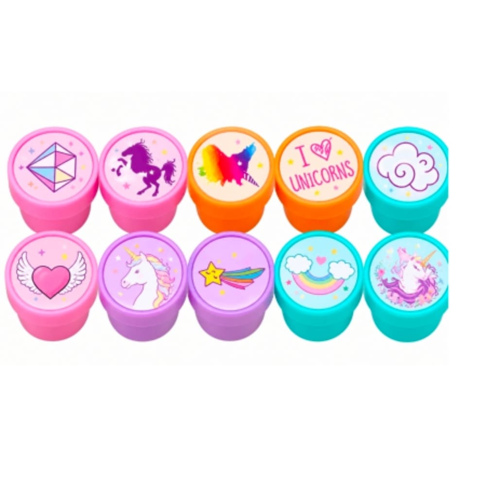 Unicorn Party Favors Ink Stamps-10 Piece Set 1 Unicorn Party Favors Ink Stamps Assorted Designs