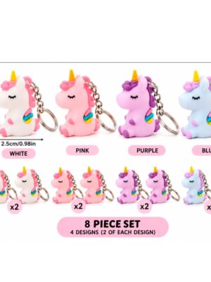 Unicorn Party Favours Mini Keyrings 8 Piece Set