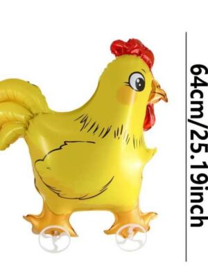 Pretty Party Shop 4 Walking Balloon With Wheel Yellow Rooster