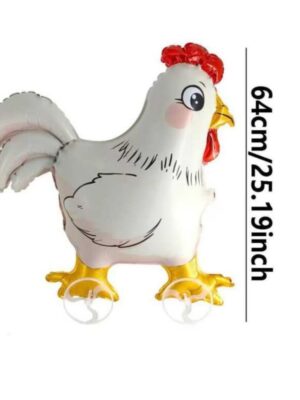 Walking Balloon With Wheels Rooster White